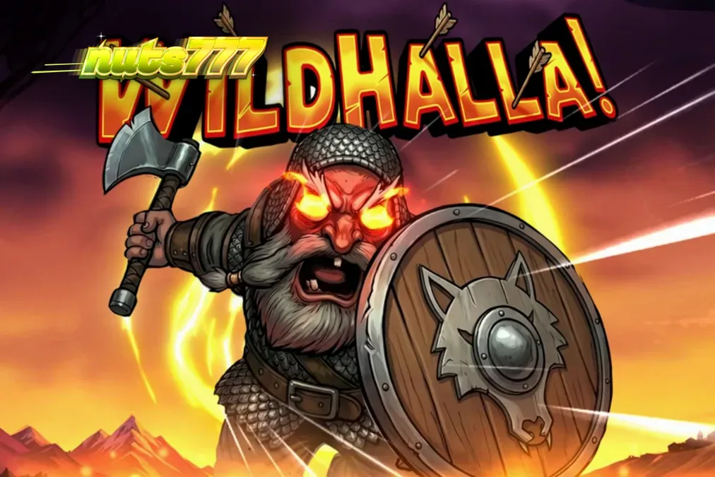 Pemandangan visual slot Wildhalla dengan latar belakang bertema Viking dan simbol-simbol mitologi.